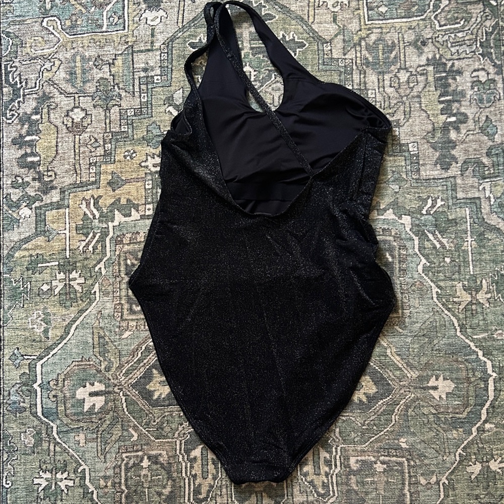 Old Navy Black One Shoulder Shine Swimsuit Women's Large - Picture 8 of 10